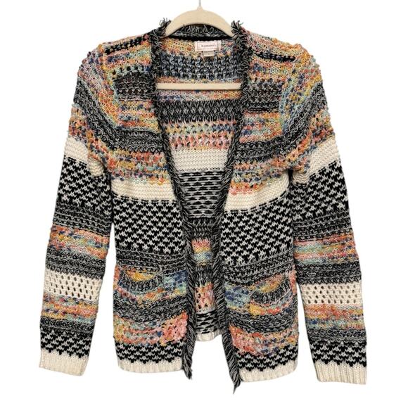 Kamana Multicolor Open Weave Open Front Fringe Cardigan Small Acrylic - Picture 2 of 7